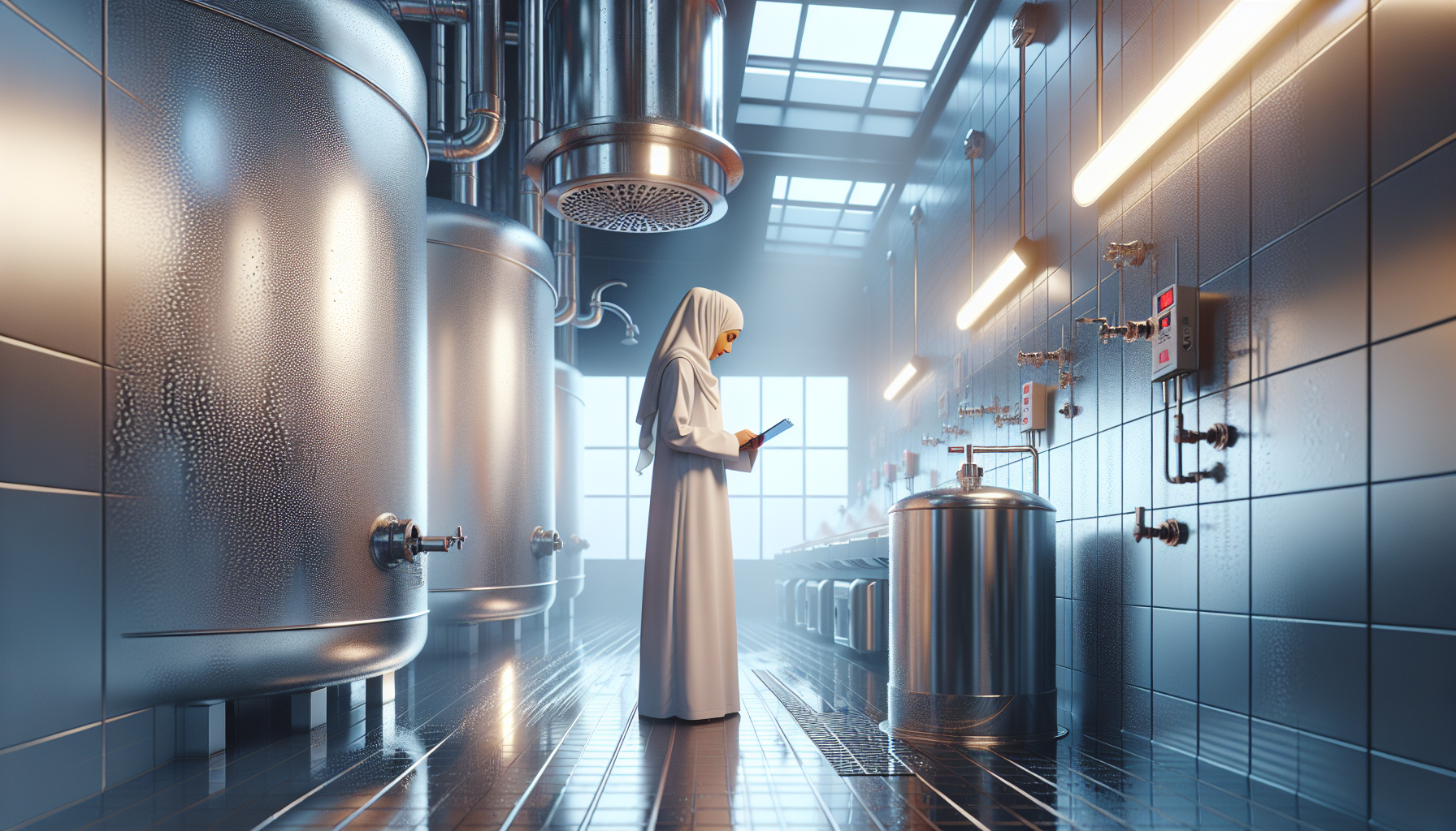 물탱크를 점검하는 관리요원